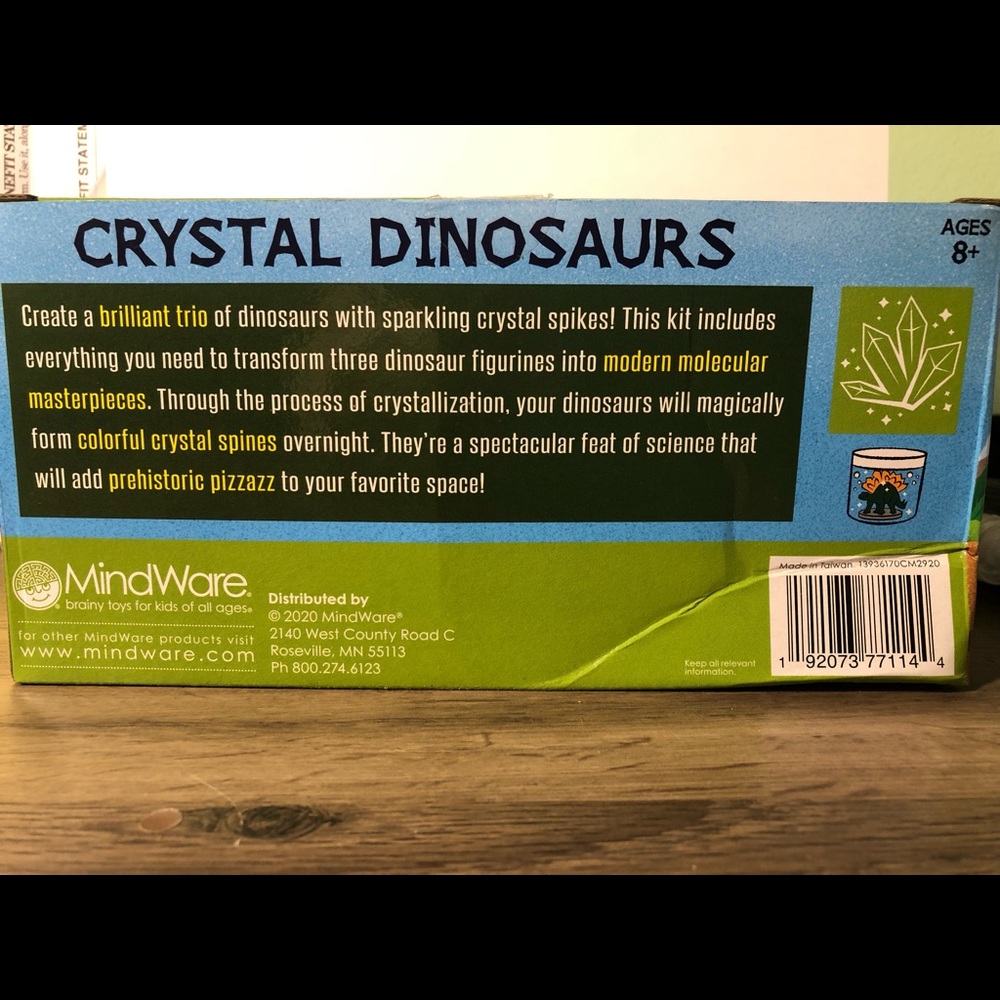 MindWare Crystal Dinosaurs Ages 8+Create Three Dinosaurs With Sparkling Crystals